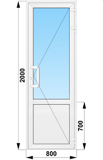Пластиковые уличные входные двери со стеклянным низом 800x2000